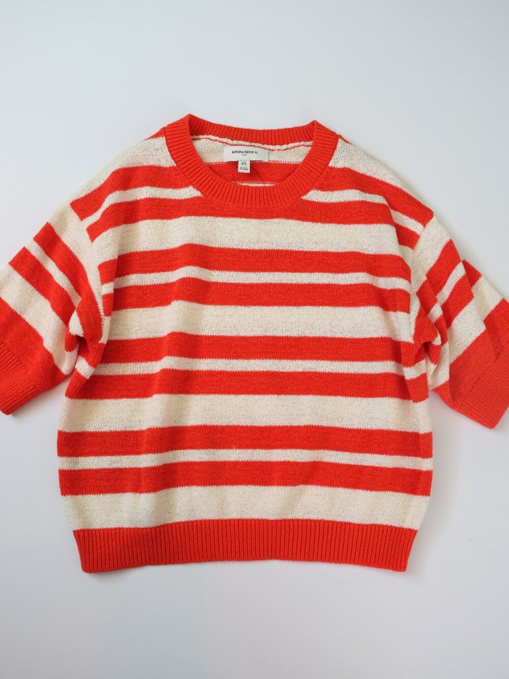 NEW Banana Republic Factory Textured Pullover Sweater Orange Stripe XS